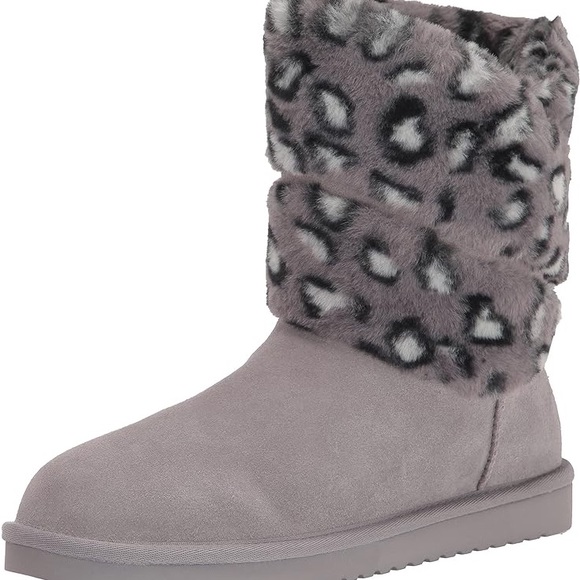 Koolaburra by UGG Suede Short Winter Boots - Dezi Leopard - gray - Picture 1 of 7